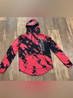 Hollister Men’s Red & Black Tie-Dye Zip-Up Hoodie